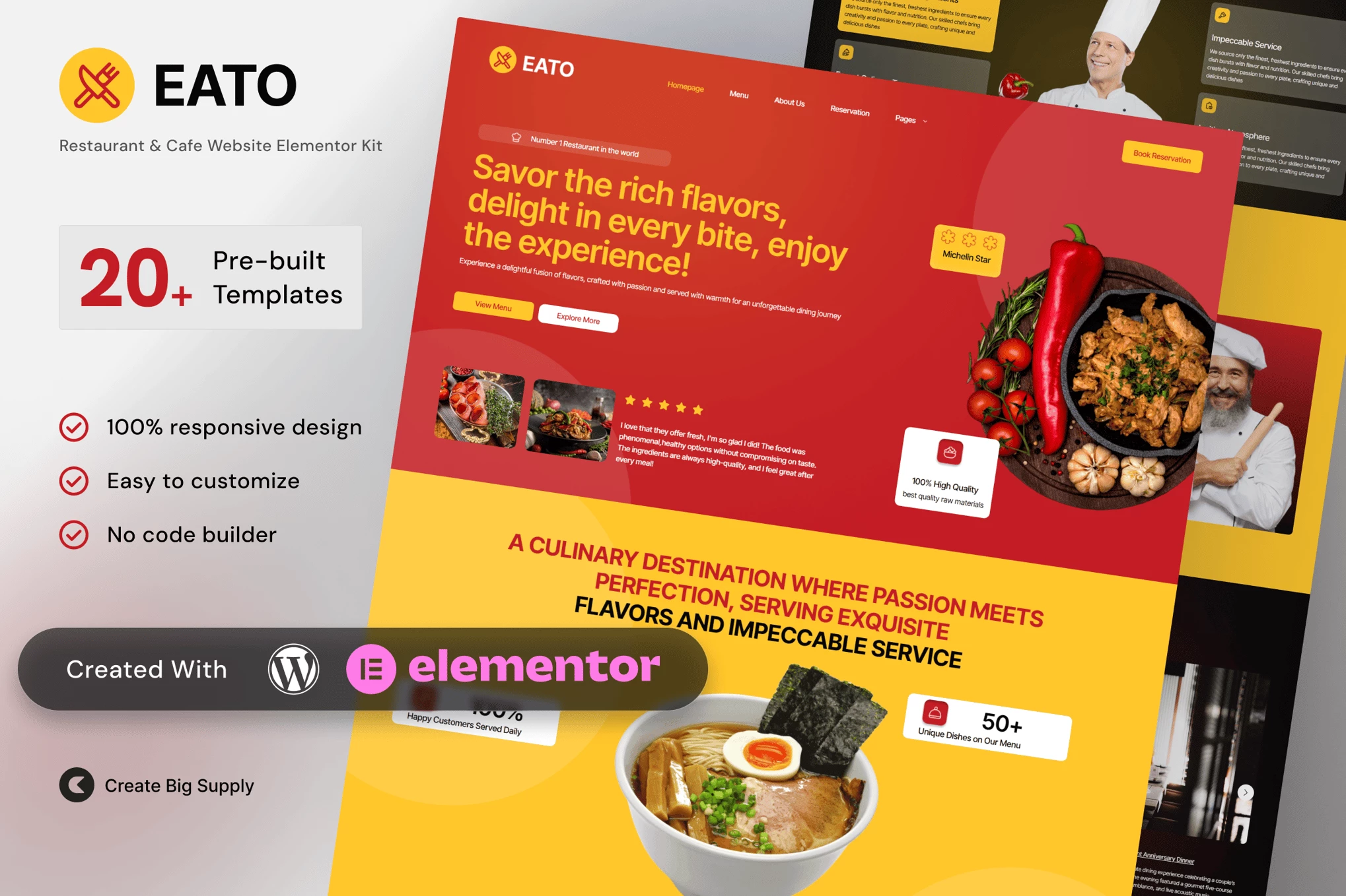 Eato - Kit de plantillas Elementor para restaurantes y cafeterías