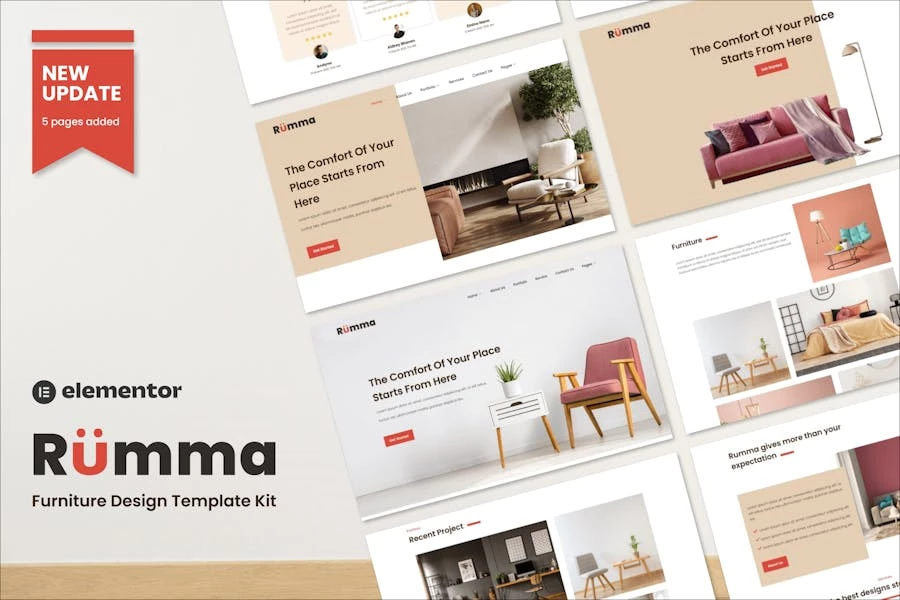Rumma - Kit de plantillas Elementor para interiores de muebles