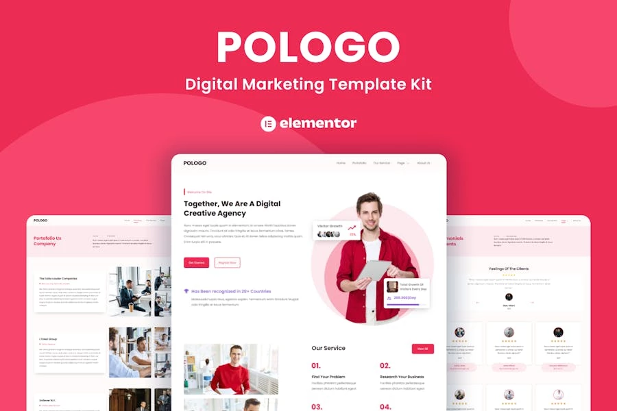 Pologo - Kit de plantillas Elementor de marketing digital