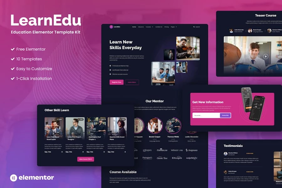 LearnEDU - Kit de plantillas Elementor para educación y aprendizaje en línea