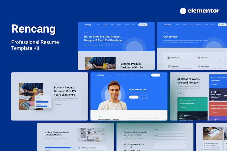Rencang - Kit de plantillas Elementor para CV y Porfolio