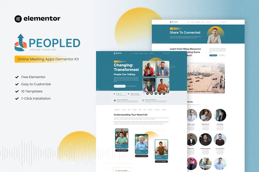 PeopleD - Template Kit Elementor para Aplicación de reuniones
