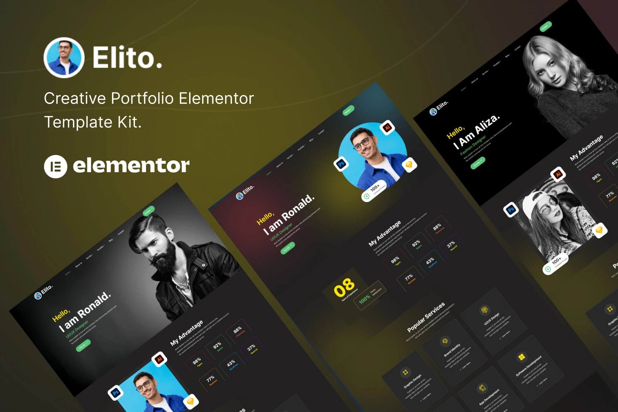 Elito — Kit de Plantillas Elementor para Porfolio Creativo