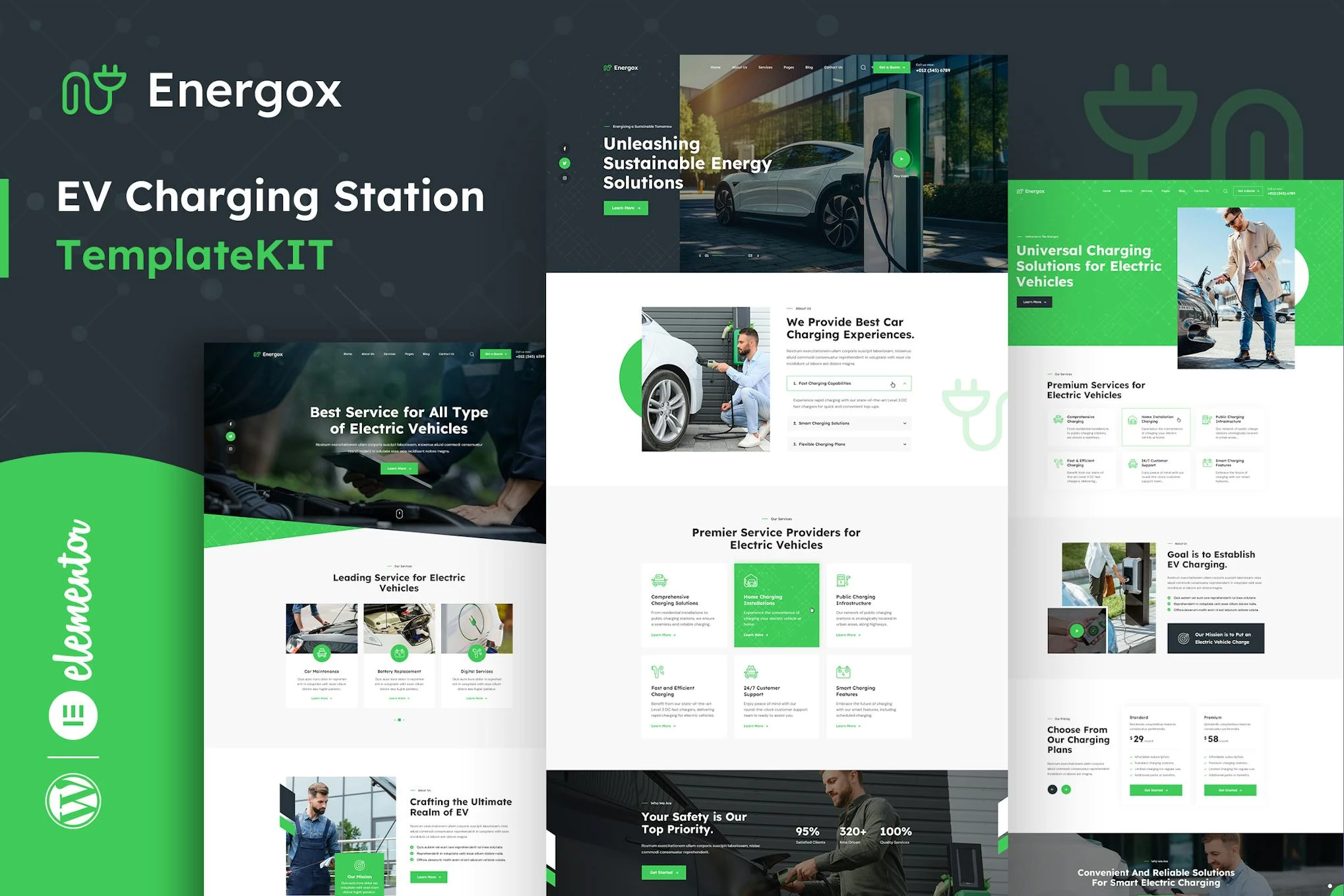 Energox - Kit de plantillas Elementor para estaciones de carga para vehículos eléctricos
