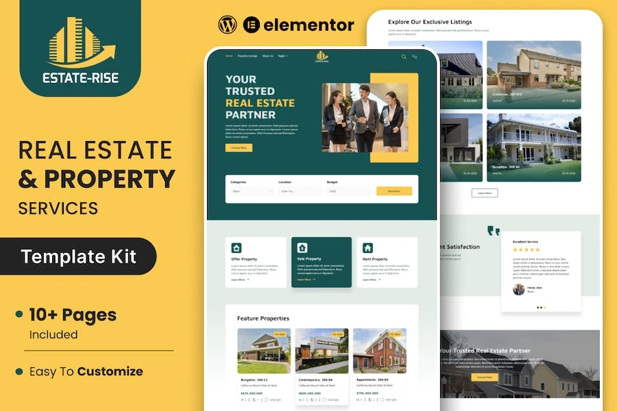 Estate Rise - Kit de plantillas de Real Estate Elementor