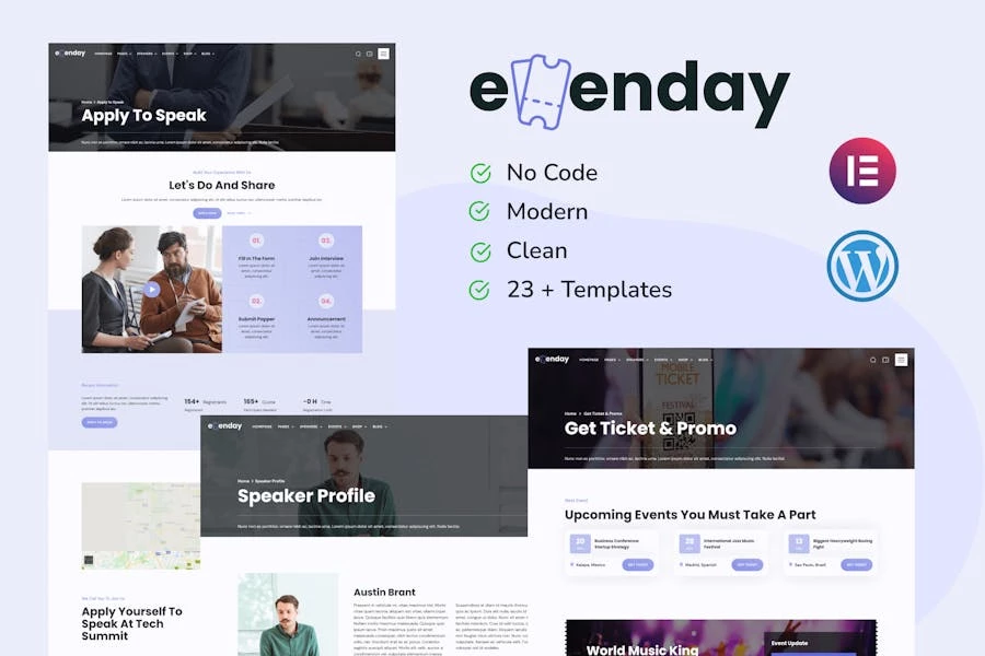 Evenday - Template Kit Elementor Pro para organización de eventos y exposiciones