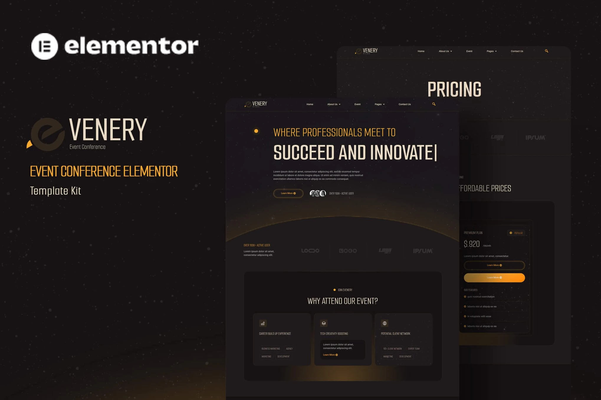 Evenery - Kit de plantillas Elementor para eventos y conferencias