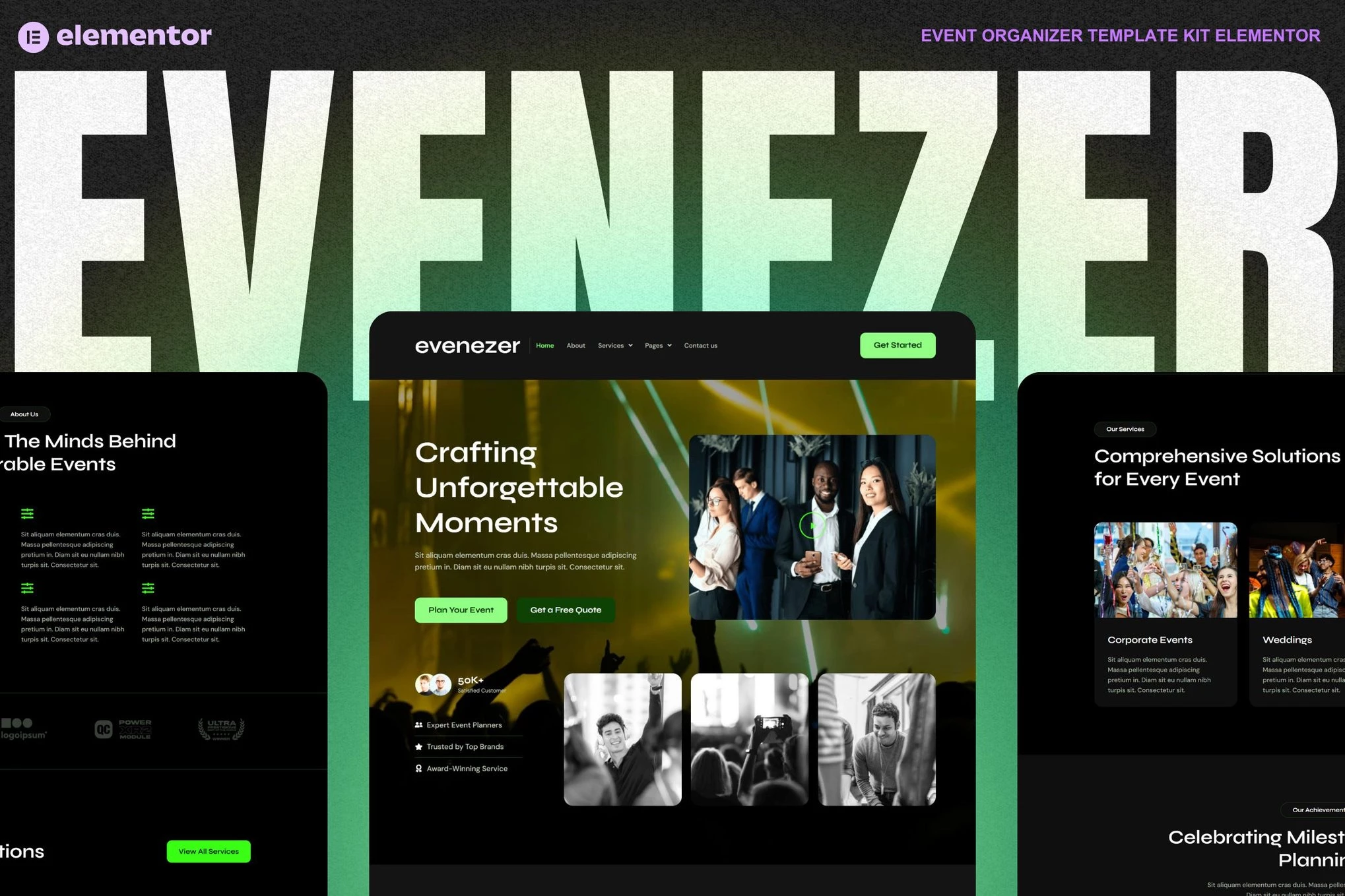 Evenizer - Kit de plantillas Elementor para organizadores de eventos