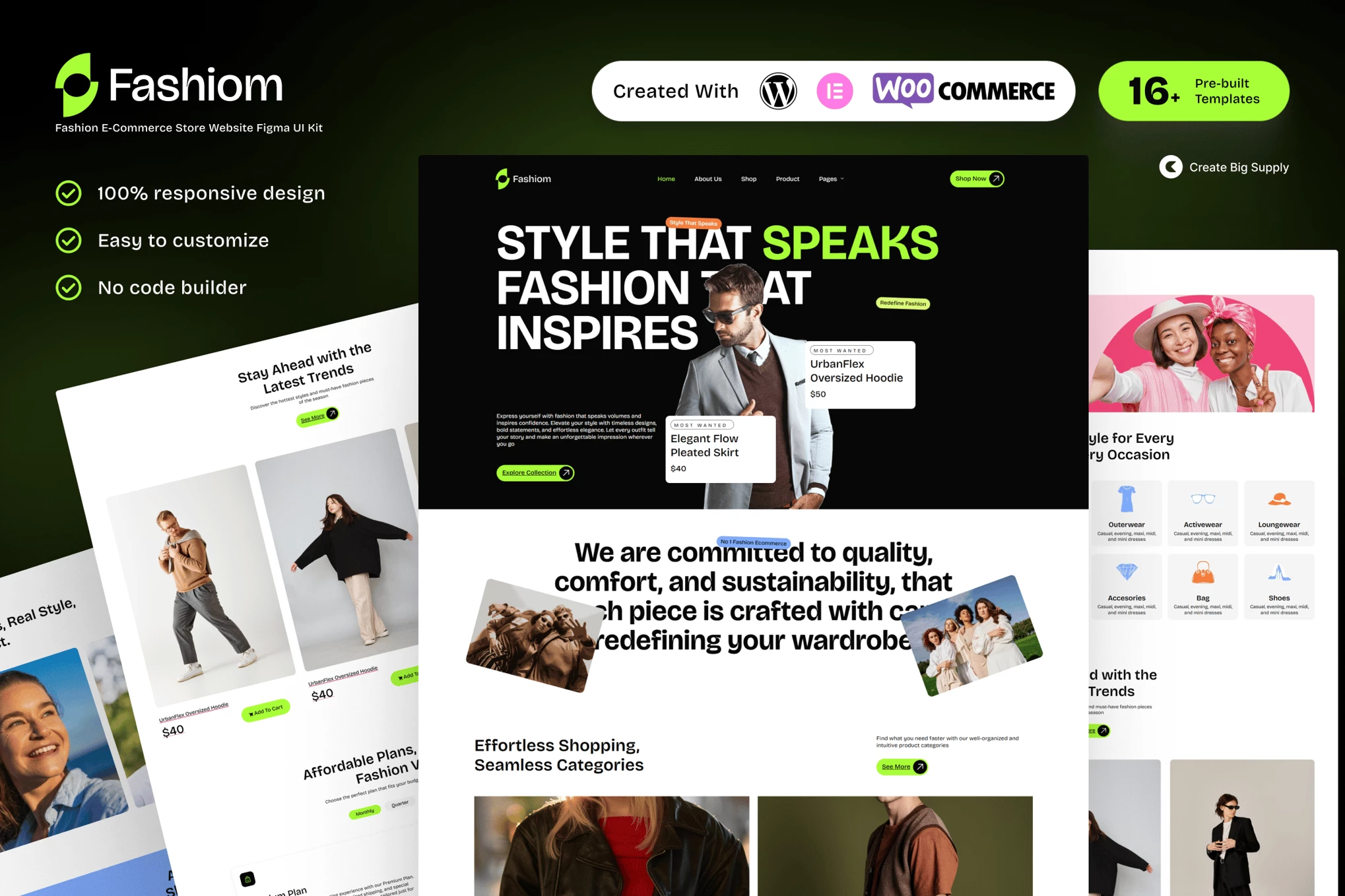 Fashiom - Kit de plantillas Elementor para tienda de comercio electrónico de moda