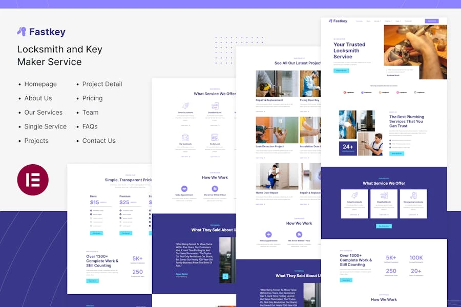 Fastkey | Template Kit Elementor para servicio de cerrajería y fabricante de llaves