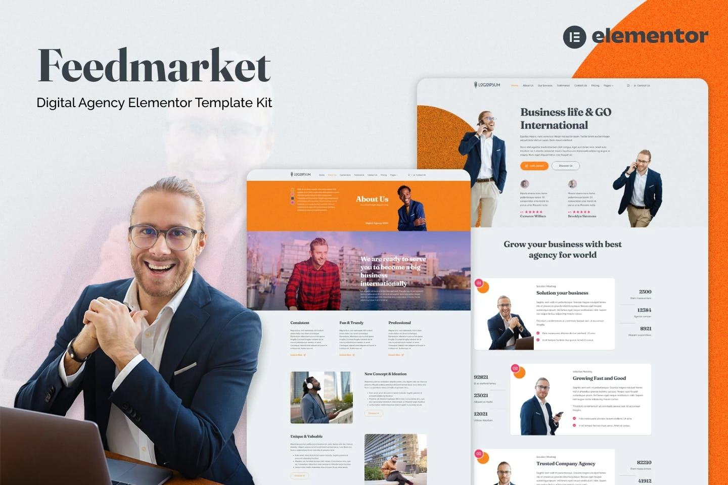 Feedmarket - Template Kit Elementor de agencia digital