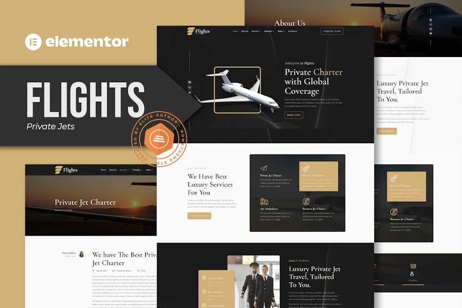 Vuelos - Template Kit Elementor de Jets privados