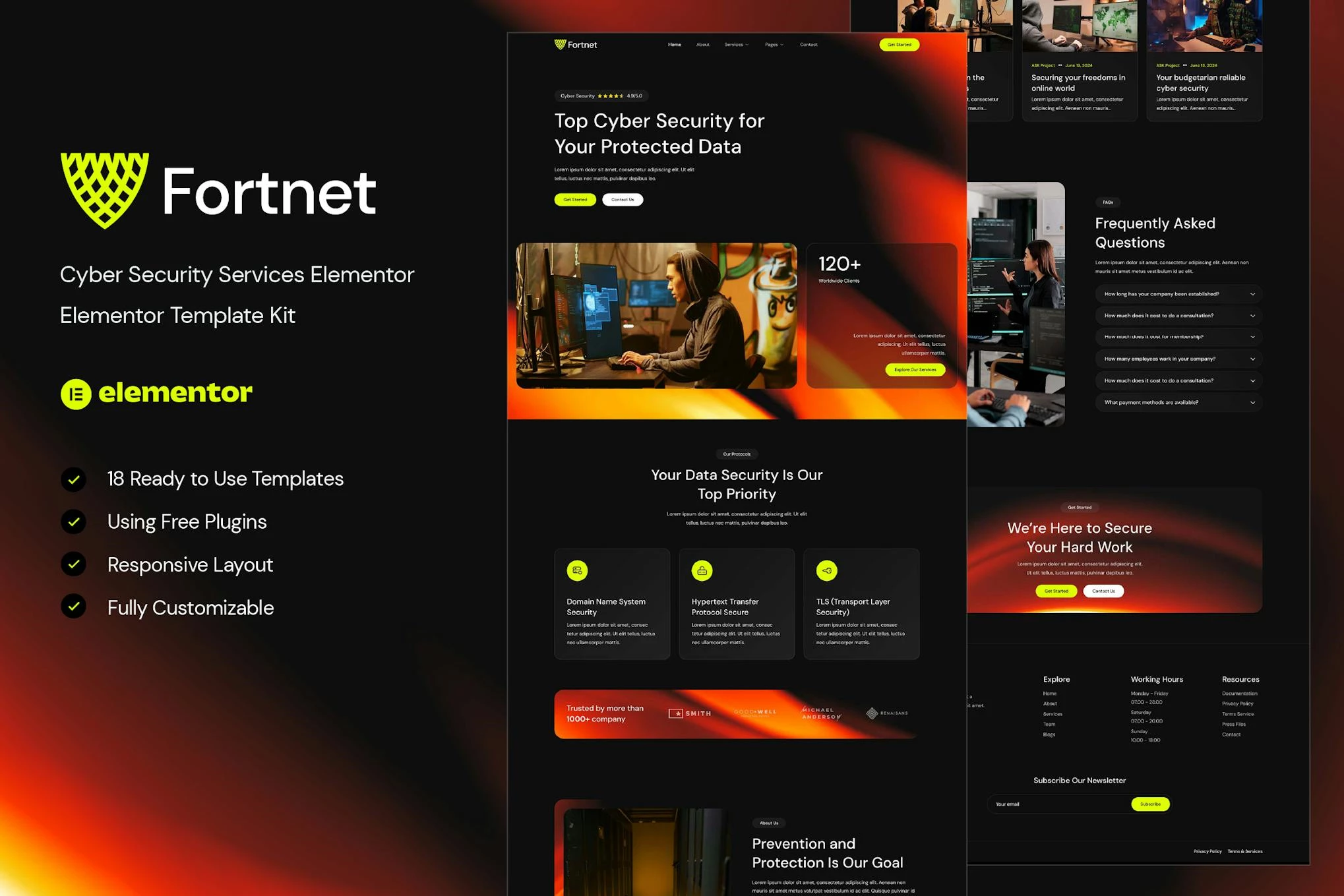 Fortnet - Kit de plantillas Elementor para servicios de ciberseguridad