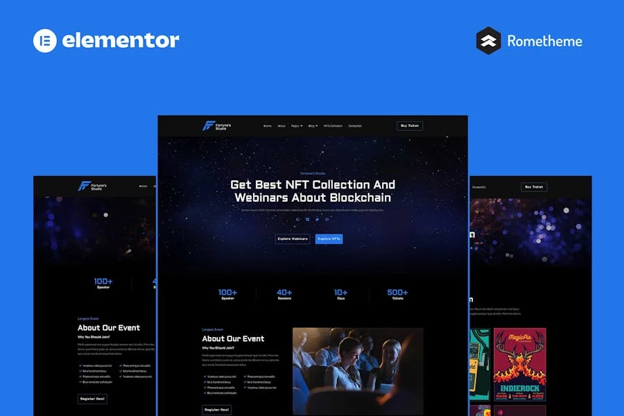 Fortynes - Plantilla de sitio completo de NFTs Conference Elementor Pro