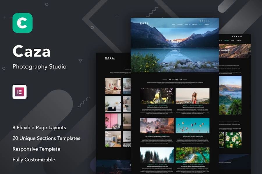 Caza - Template Kit Elementor para estudio fotográfico