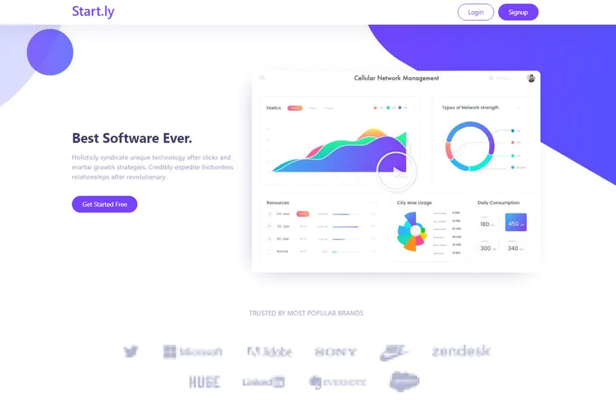 Kit de plantillas Startly para empresas emergentes, SaaS y software