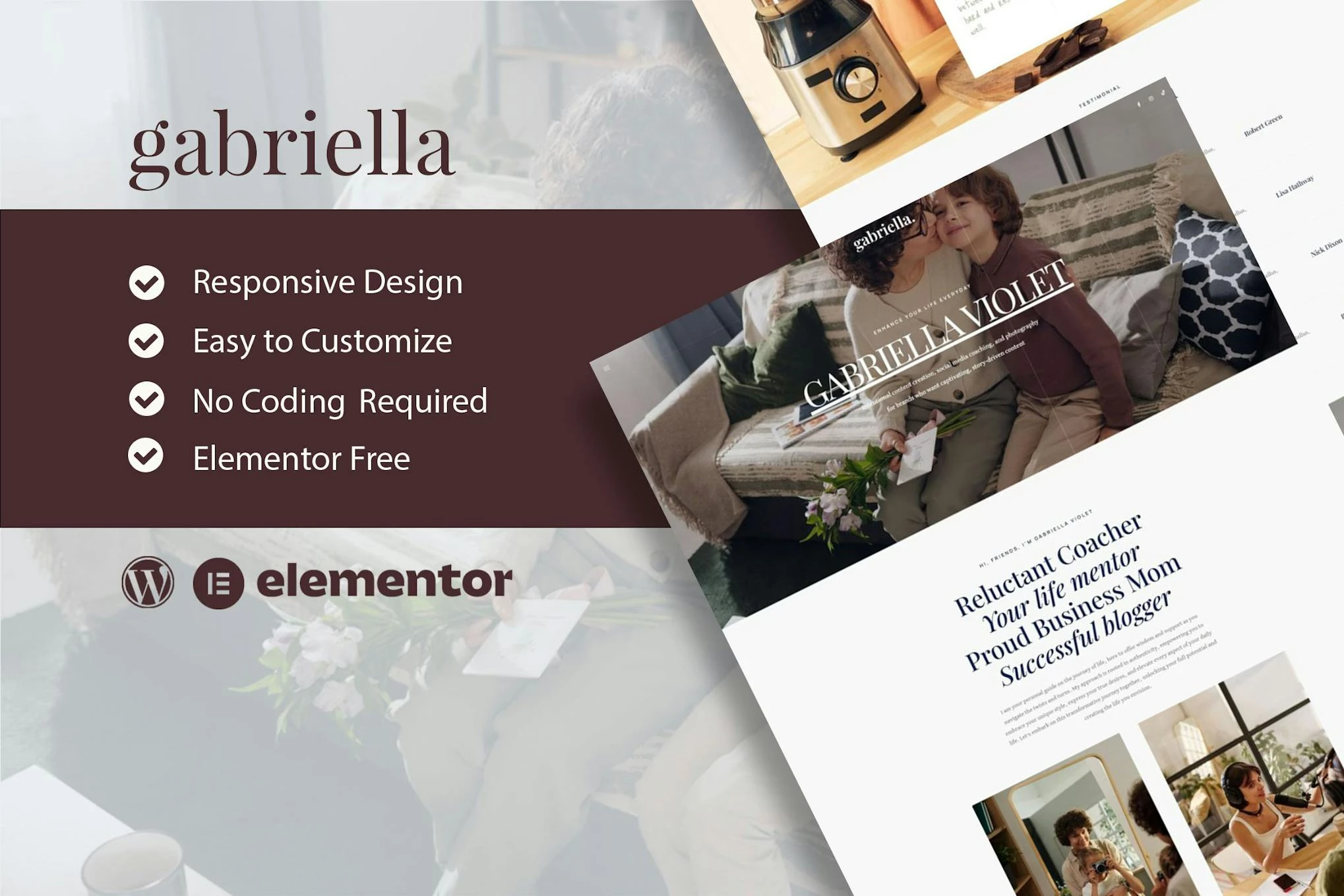 Gabriella - Kit de plantillas Elementor para motivadoras y entrenadoras de negocios
