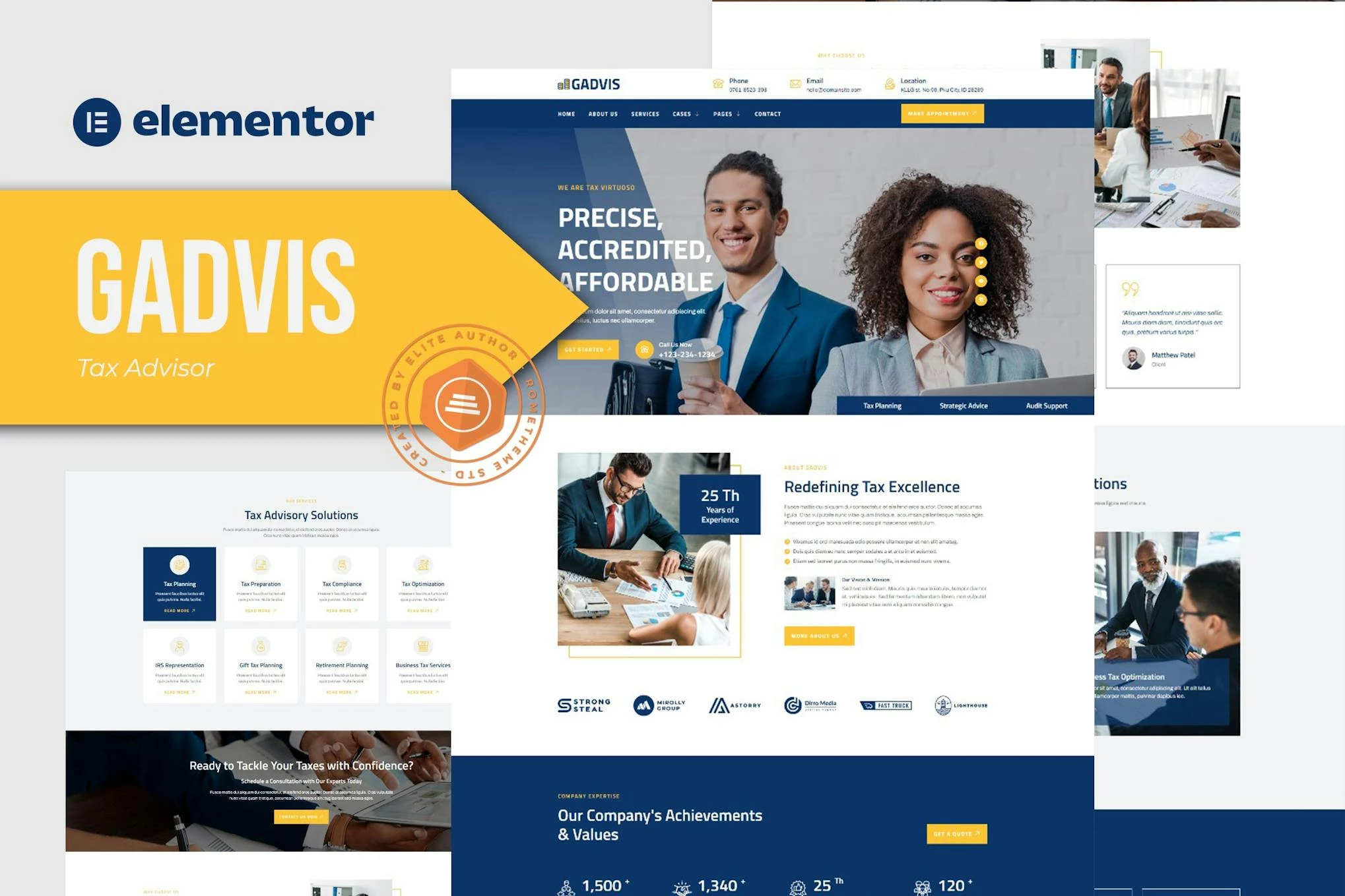 Gadvis - Kit de plantillas Elementor para asesoría fiscal y consultoría financiera