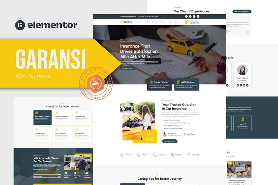 Garansi - Kit de plantillas Elementor para seguro de automóvil