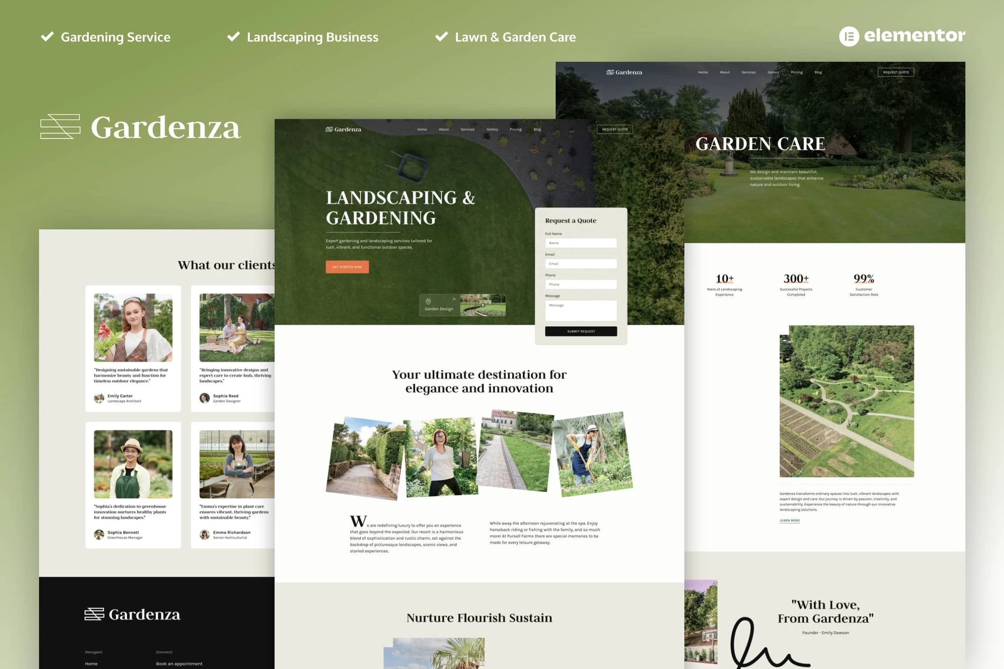 Gardenza - Kit de plantillas Elementor Pro para jardinería y paisajismo