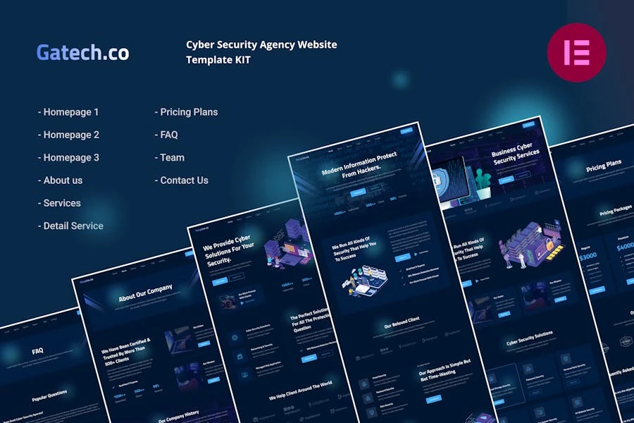 Gatech | Kit de plantillas Elementor de ciberseguridad y gestión de TI