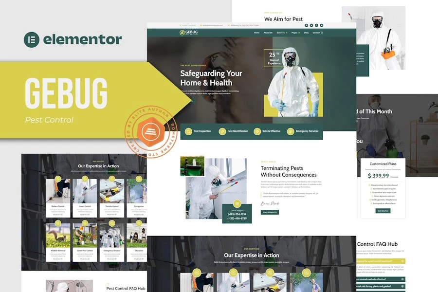 Gebug - Kit de plantillas Elementor del Servicio de Control de Plagas