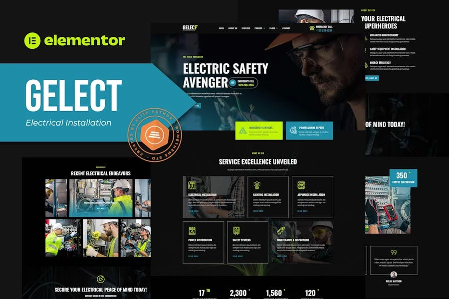 Gelect - Kit de plantillas Elementor para instalación y mantenimiento eléctricos