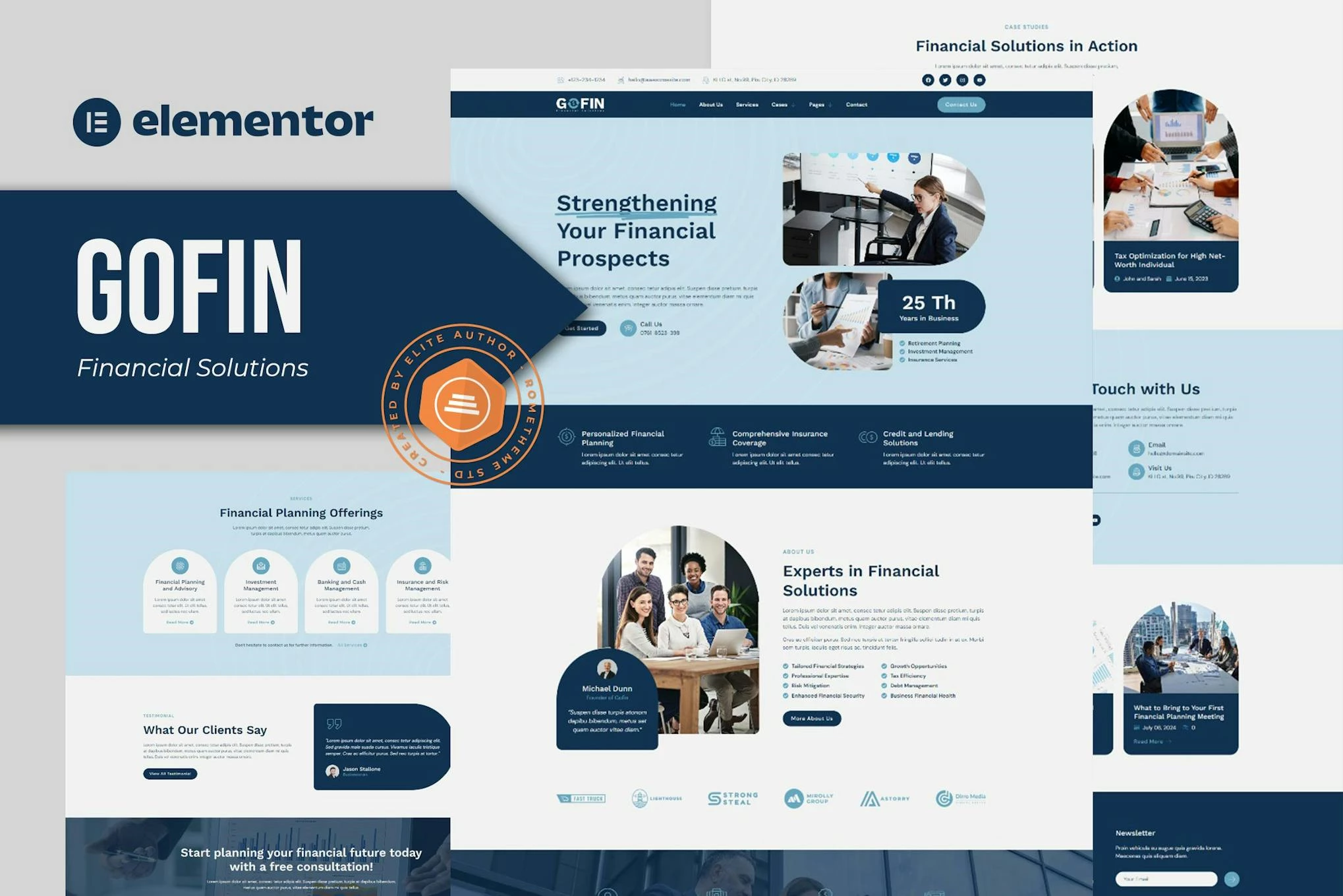 Gofin - Kit de plantillas Elementor para soluciones financieras