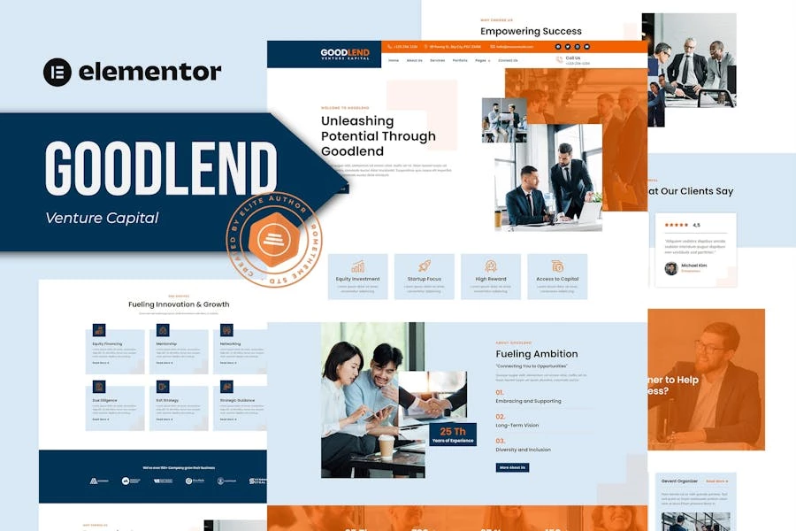 Goodlend - Kit de plantillas Elementor de Capital Riesgo e Inversión