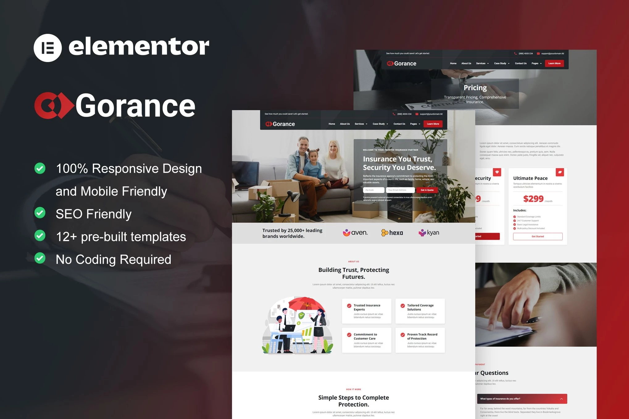 Gorance - Kit de plantillas Elementor Pro para agencias de seguros
