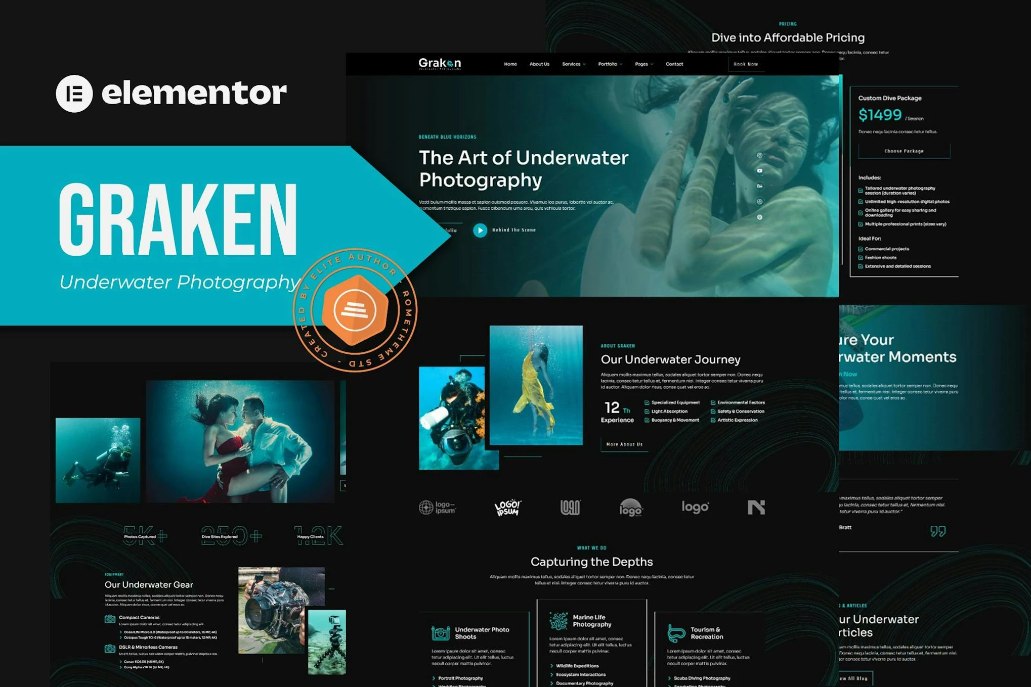 Graken - Kit de plantillas Elementor para fotografía submarina
