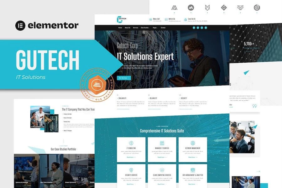Gutech - Kit de plantillas Elementor para soluciones de TI