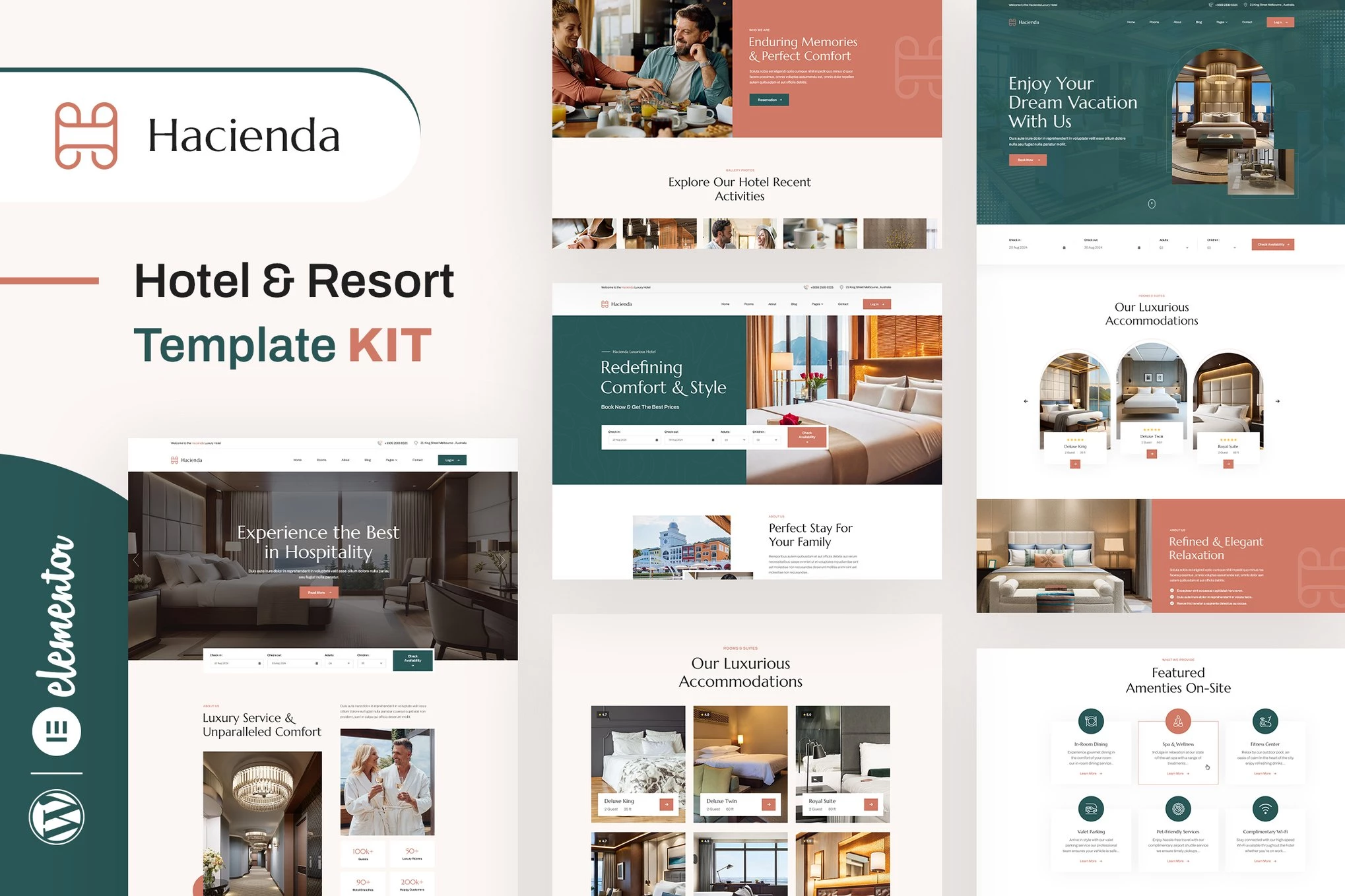 Hacienda - Kit de plantillas Elementor para hoteles y complejos turísticos