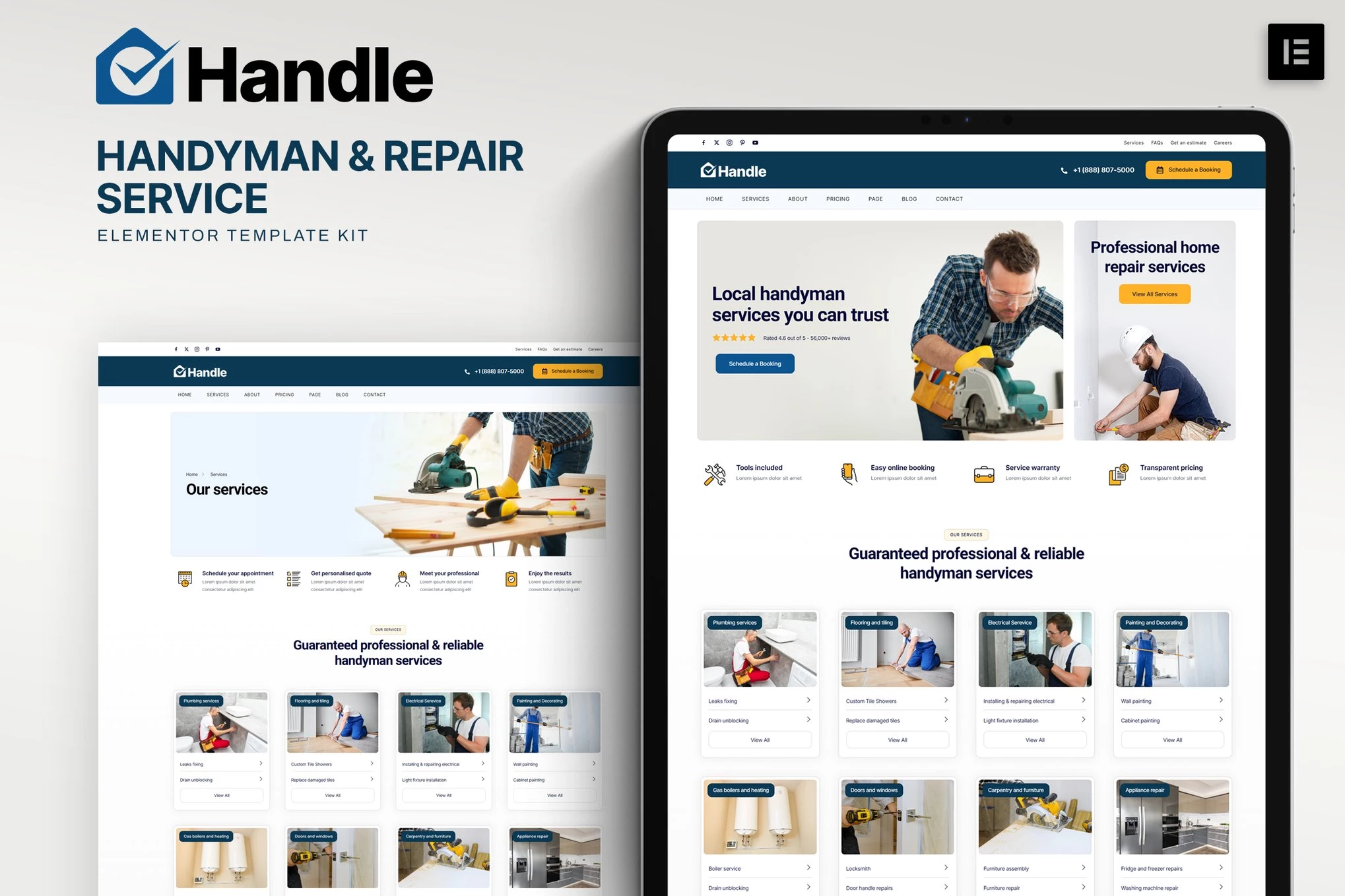 Handle - Kit de plantillas Elementor para Handyman & Repair Service