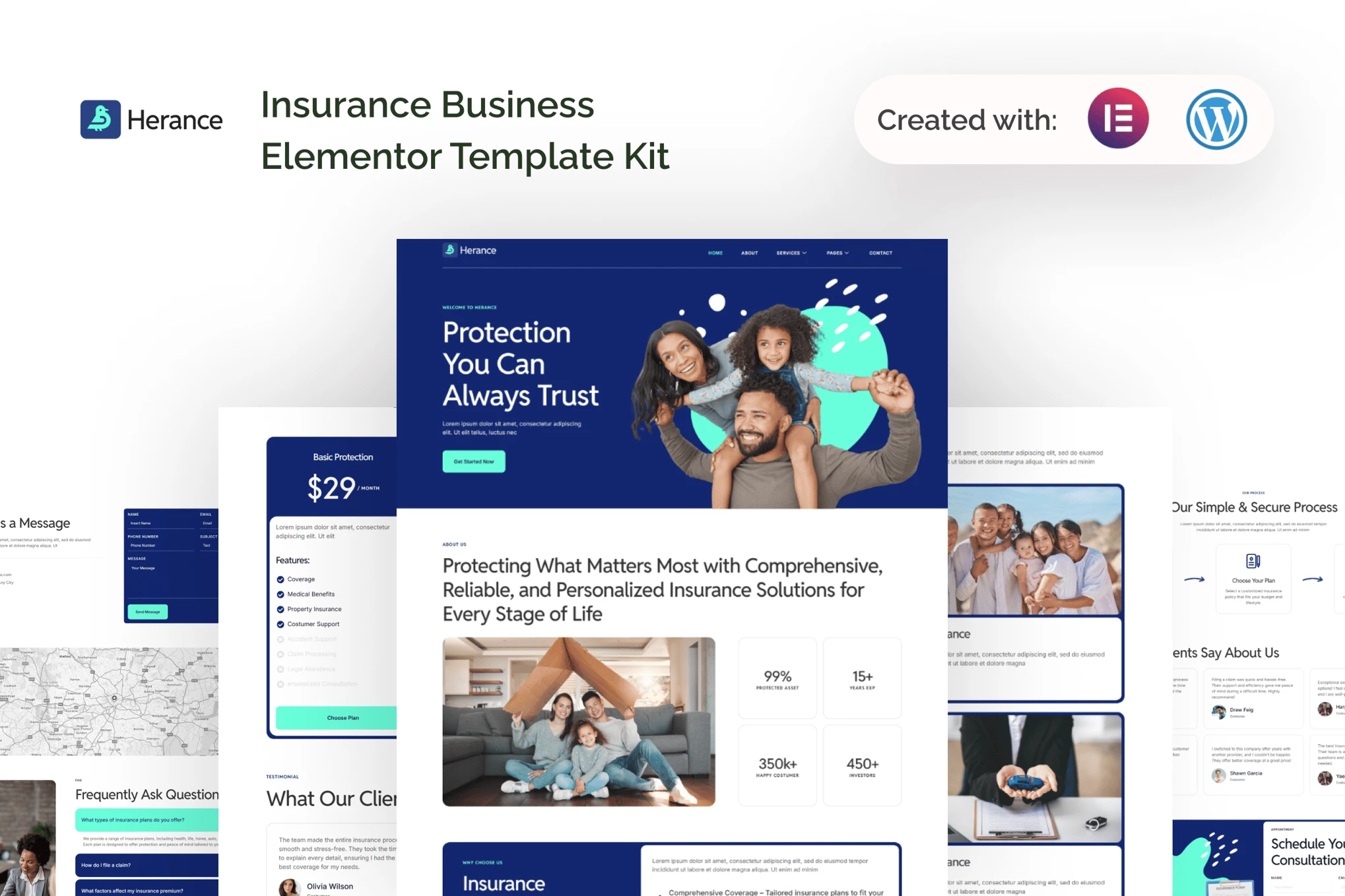 Herance - Kit de plantillas Elementor para compañías de seguros