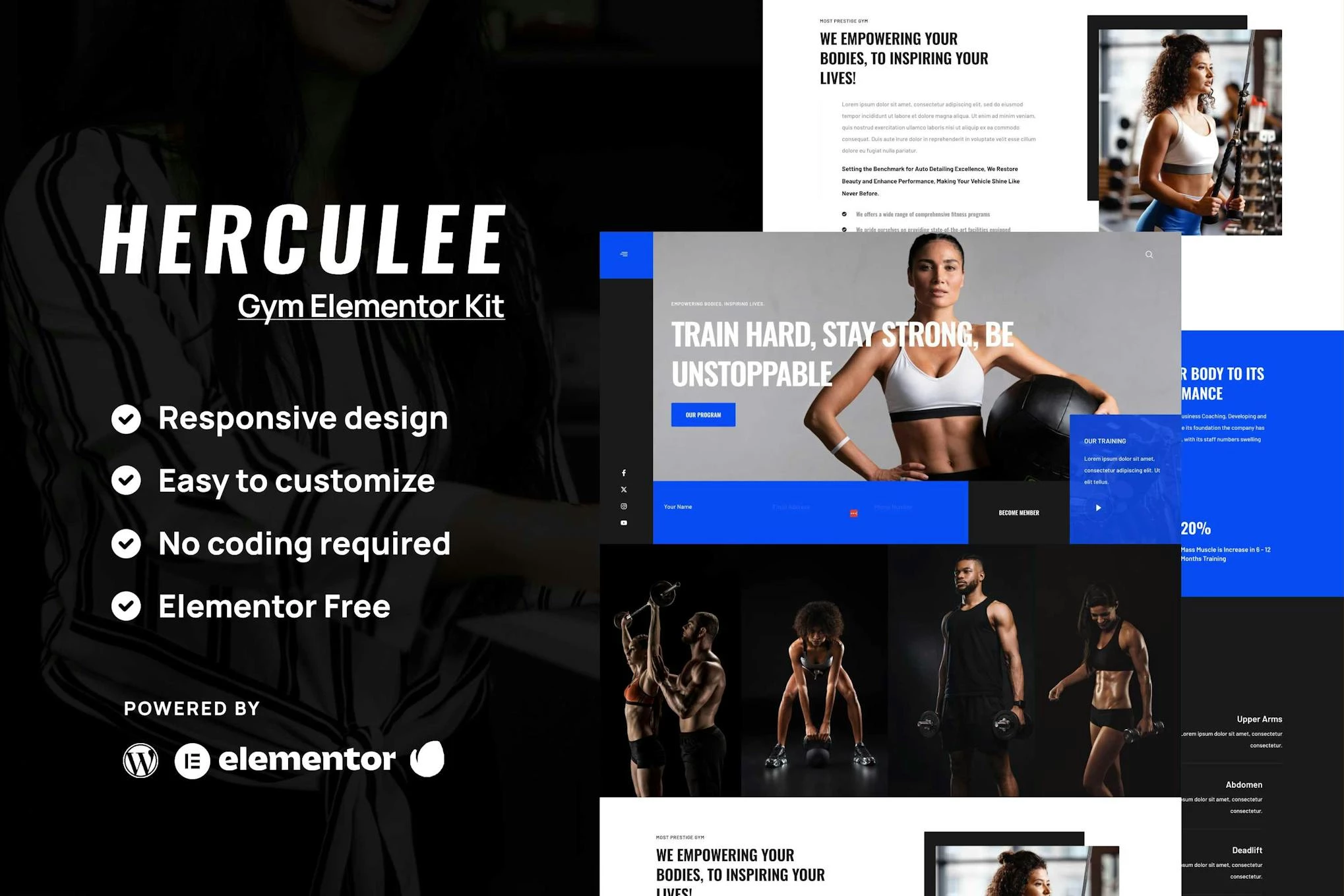 Hercules - Kit de plantillas Elementor para fitness y gimnasio