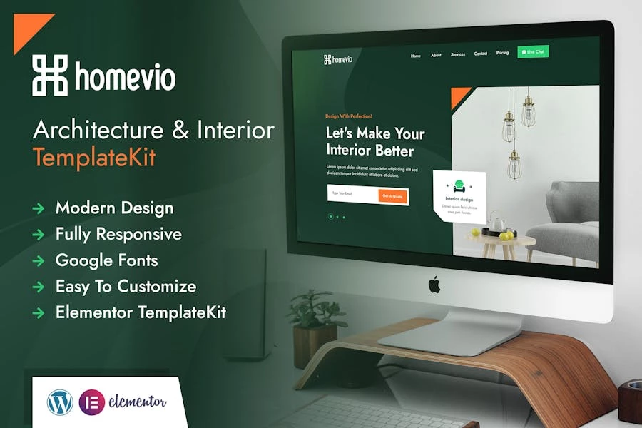 Homevio | Template Kit de Elementor para interiores de arquitectura