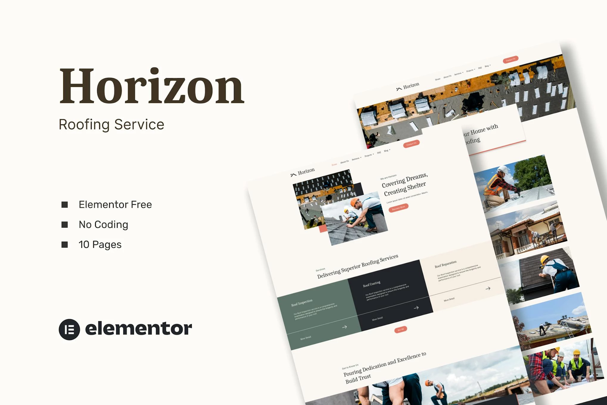 Kits de plantillas Elementor de Horizon - Roofing Service