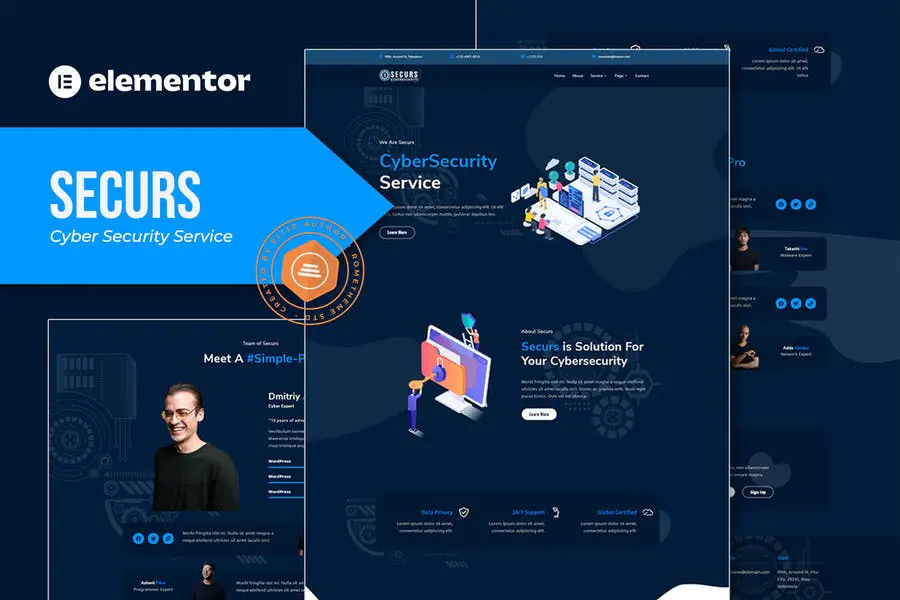 Securs - Template Kit Elementor del servicio de ciberseguridad