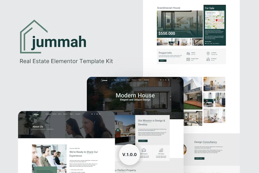 Jummah - Kit de plantillas Elementor para Bienes Raíces