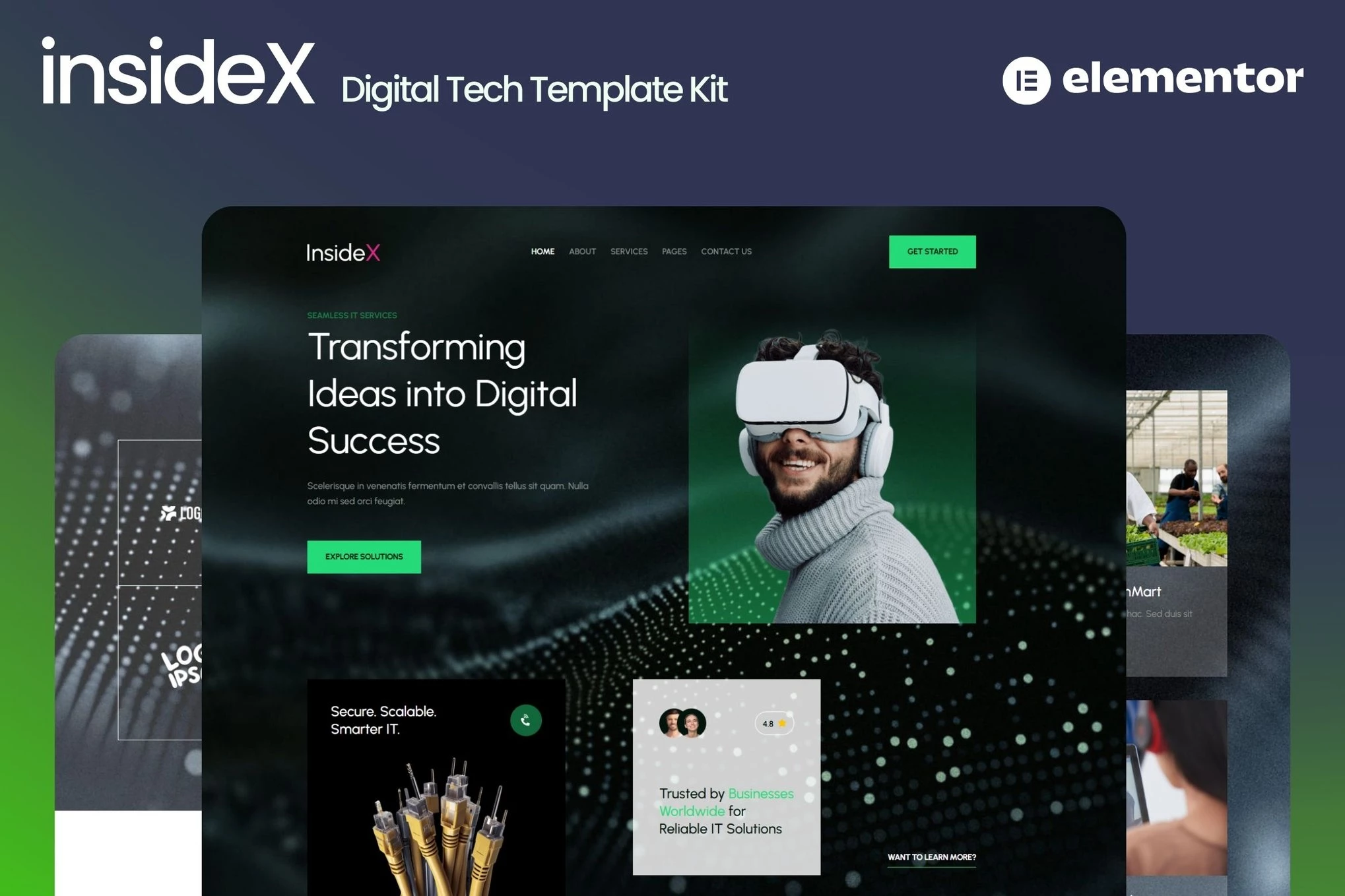 InsideX - Kits de plantillas Elementor para soluciones y servicios de TI