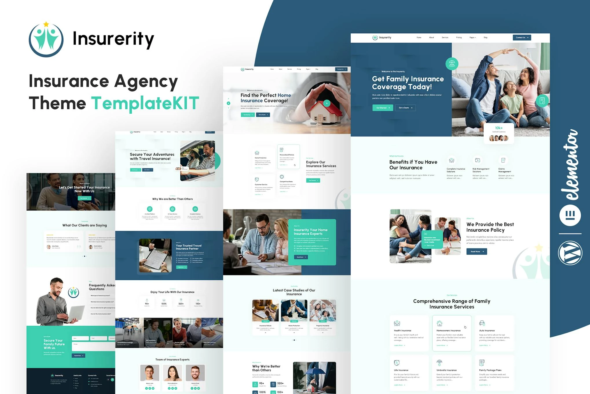 Insurerity - Kit de plantillas Elementor para agencias de seguros