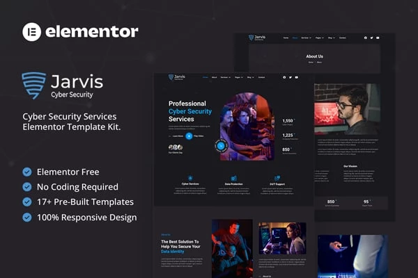 Jarvis - Kit de plantillas Elementor para servicios de ciberseguridad