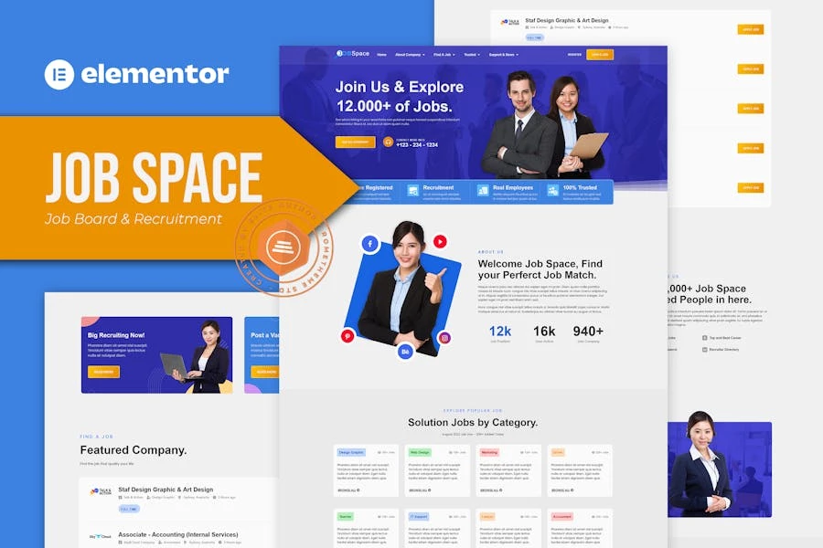 Job Space: Template Kit de elementos para bolsa de trabajo y reclutamiento