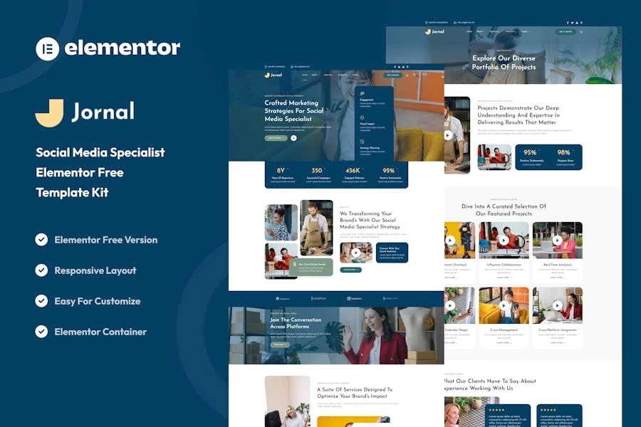 Jornal - Kit de plantillas Elementor para especialistas en redes sociales
