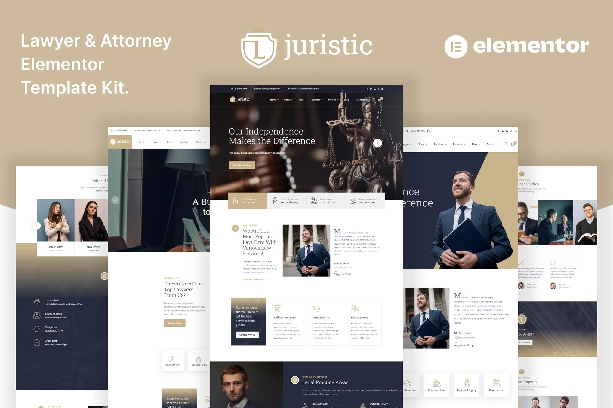 Juristic: kit de plantillas Elementor para abogados, abogados y bufetes de abogados