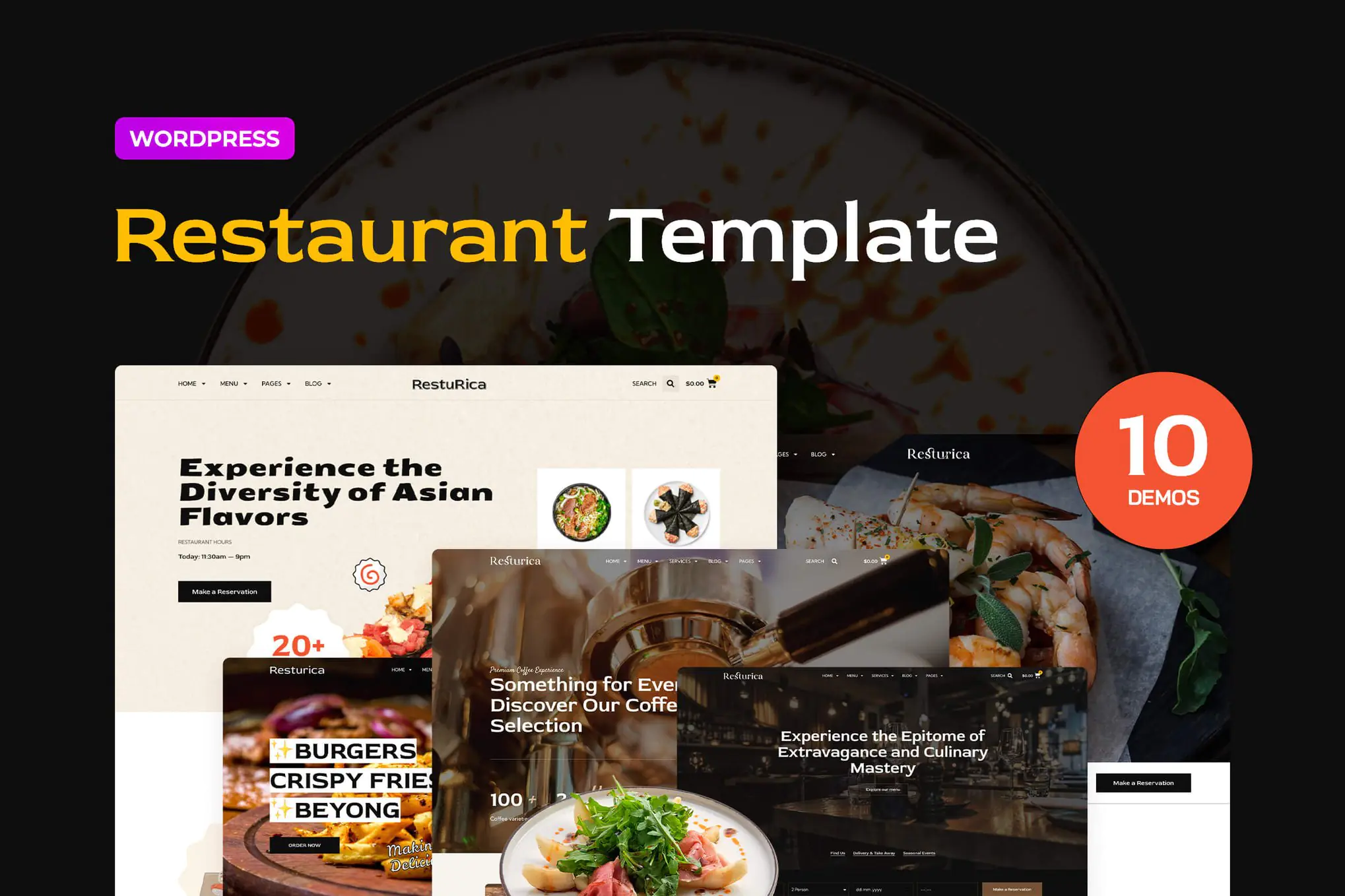 Resturica — Kit de plantillas Elementor Pro para la industria alimentaria