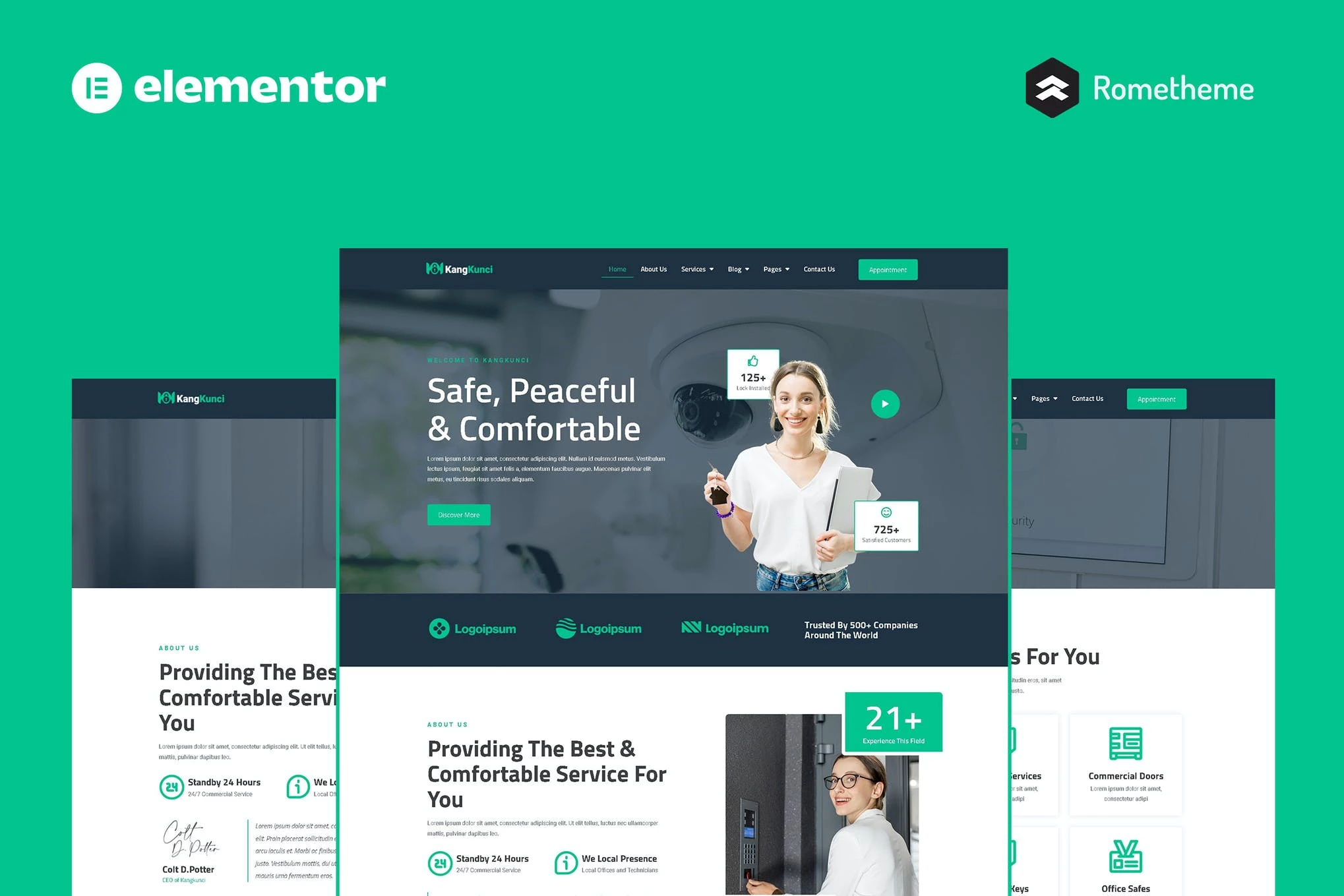 Kangkunci - Kit completo de plantillas de sitio Elementor Pro para cerrajería y sistema de seguridad