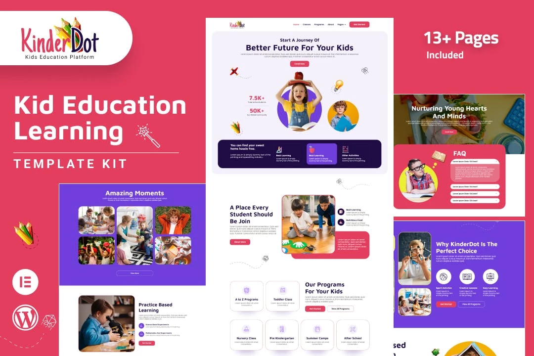 Kinderdot - Kit de plantillas Elementor para jardín de infantes y preescolar
