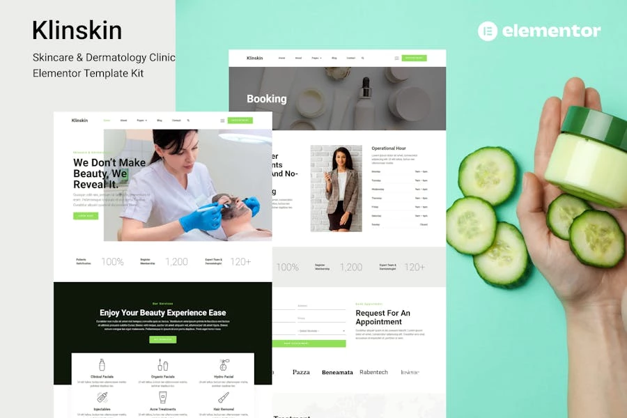 Klinskin - Template Kit Elementor para clínica de cuidado de la piel y dermatología
